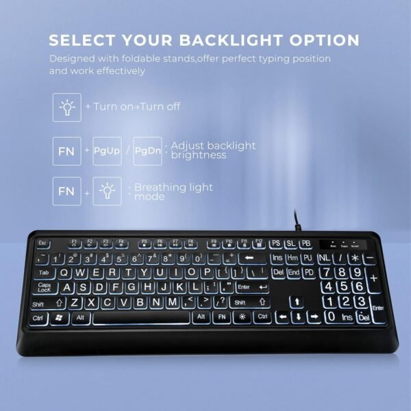 Large Print Backlit Keyboard - Image 4