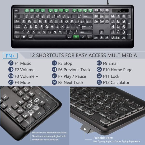 Large Print Backlit Keyboard - Image 2